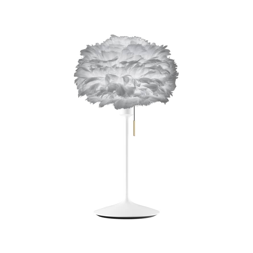 UMAGE Mini Light Grey Feather Eos Table Lamp with White Santé Stand