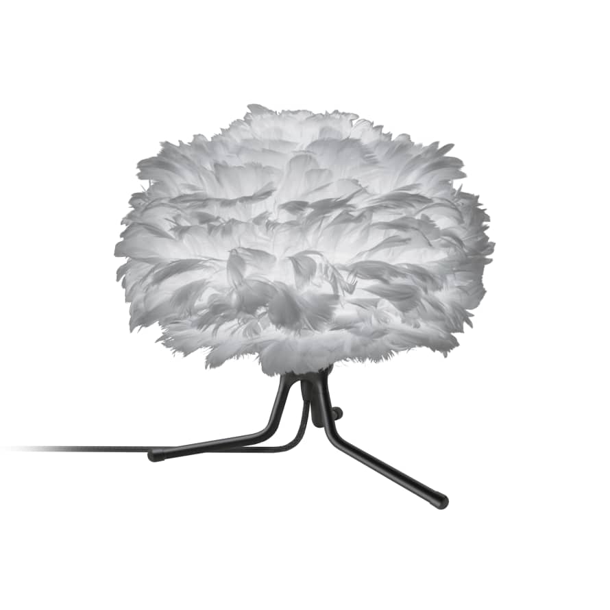 UMAGE Mini Light Grey Feather Eos Table Lamp with Black Base Tripod