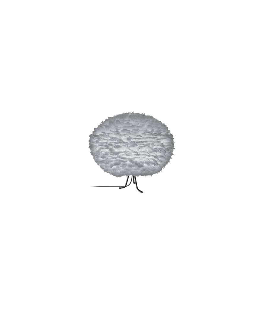 UMAGE Large Light Grey Feather Eos Table Lamp with Black Base Tripod