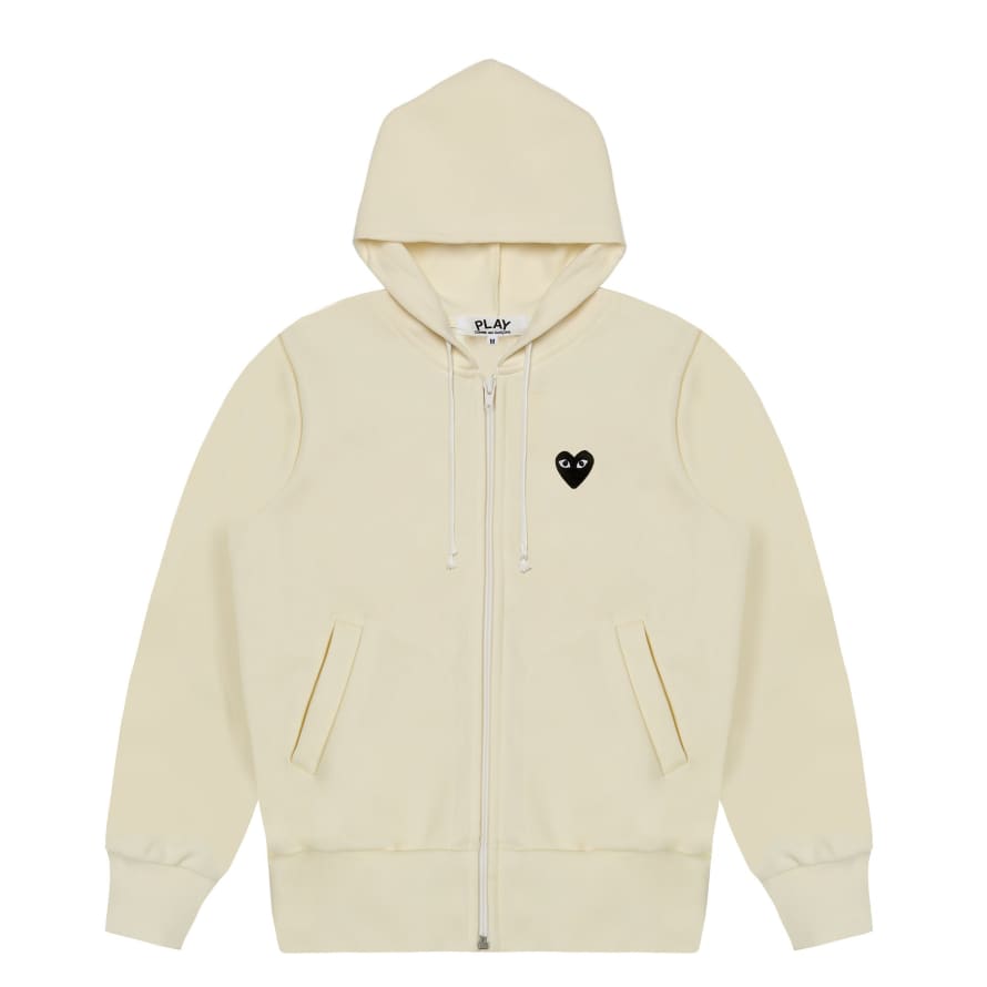 Comme Des Garcons Play Hooded Sweatshirt with Big Hearts (Ivory) P1T254