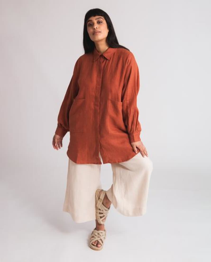 Beaumont Organic SPRING Jacqueline Linen Shirt In Clay
