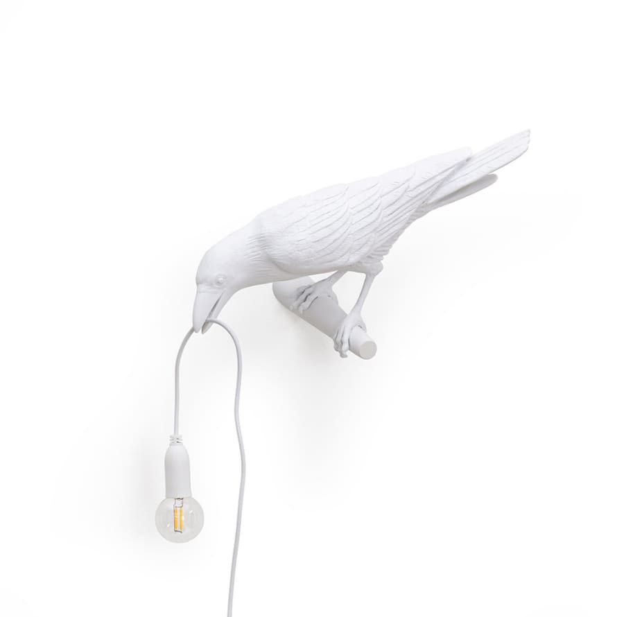 Seletti White Resin Bird Looking left Lamp