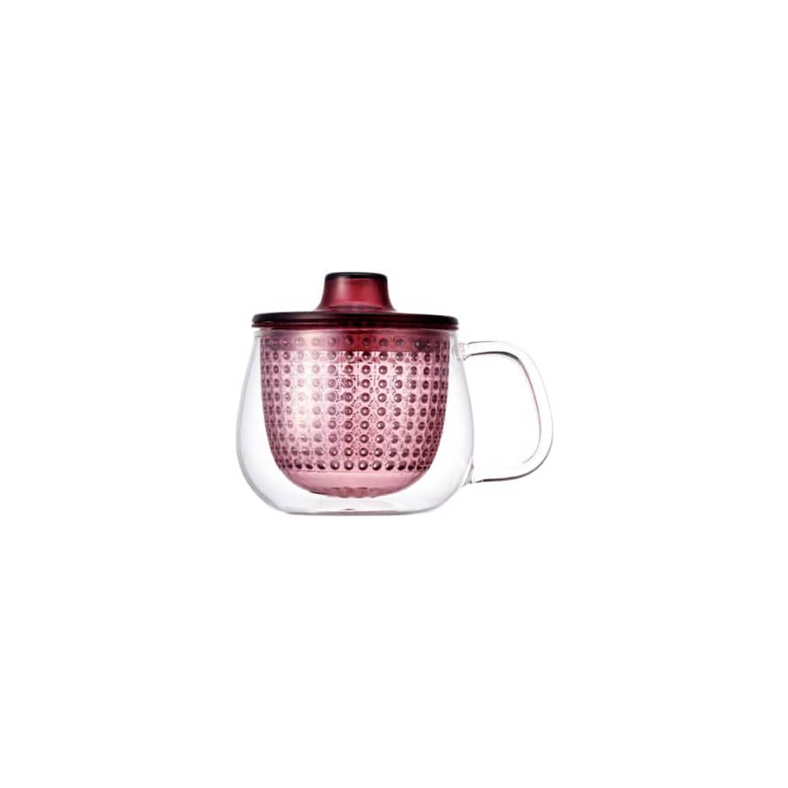 Kinto Unimug Glass Mug and Strainer Wine Red