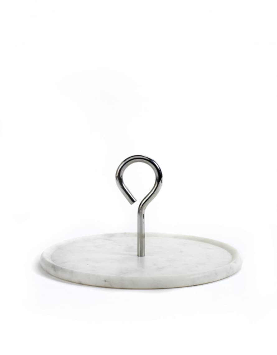 Serax Platter M White Marble Handle Silver My Tray