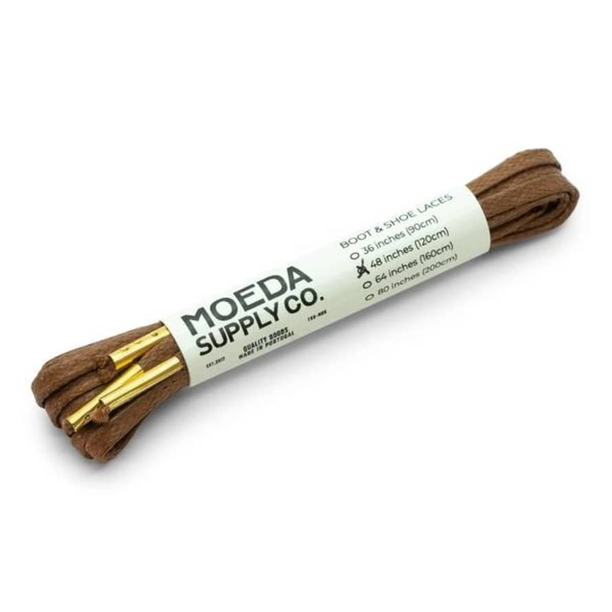 Moeda Supply Flat Waxed Laces 120 Cm 48 Inch Brown Old Gold Aglets