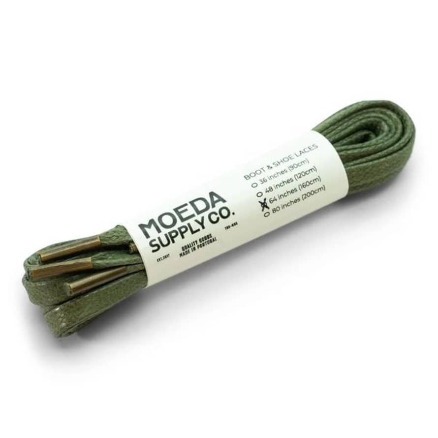 Moeda Supply Flat Waxed Laces 160 Cm 64 Inch Green Old Gold Aglets