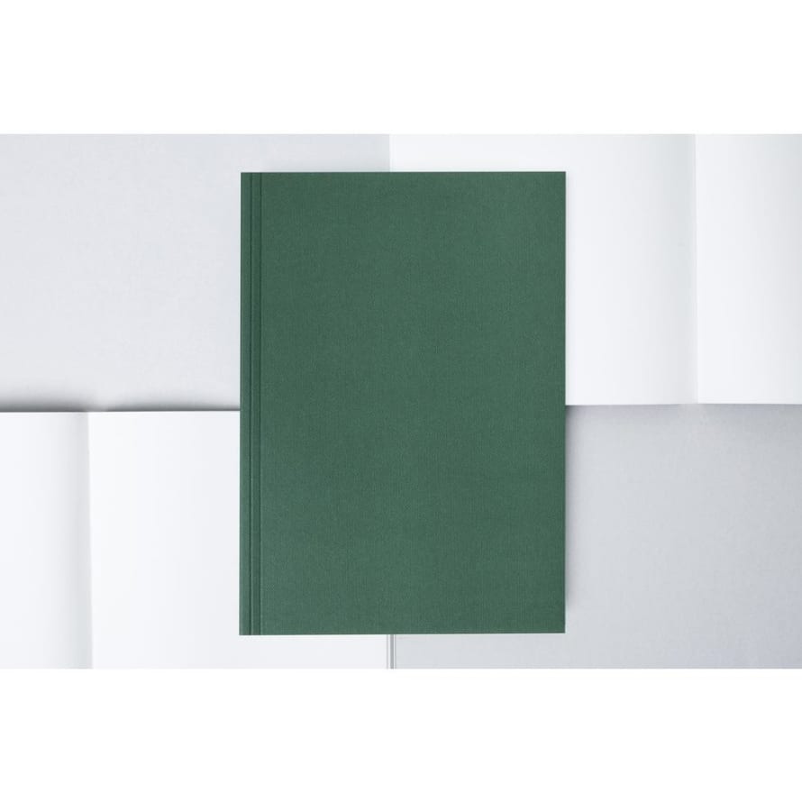 Ola Limited Edition Medium Layflat Notebook, Forest Green & Otti Mustard / Plain Pages