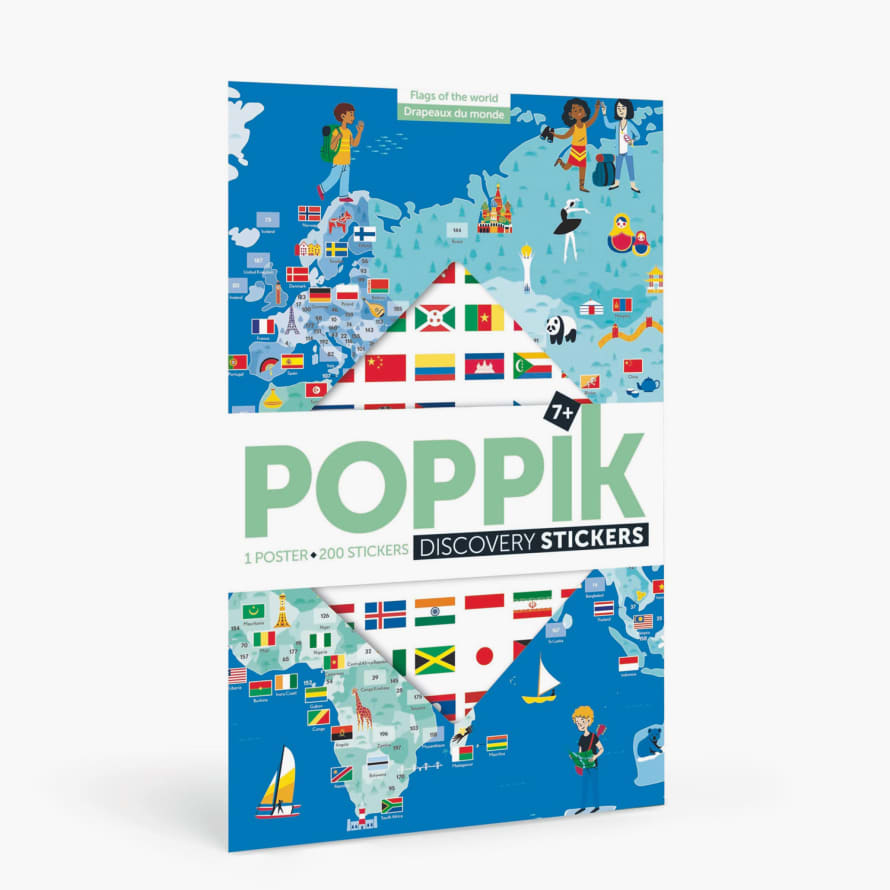 Poppik World Flags Educational Sticker Poster + 200 Stickers 