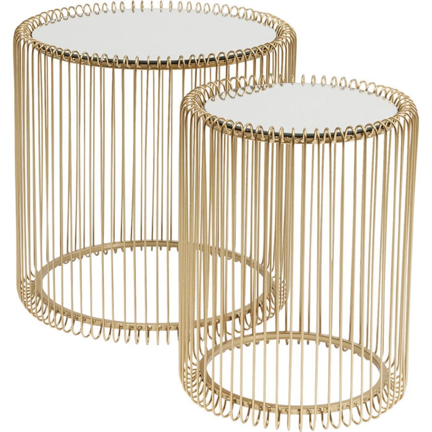Kare Design Set of 2 44cm Side Table Wire Brass 