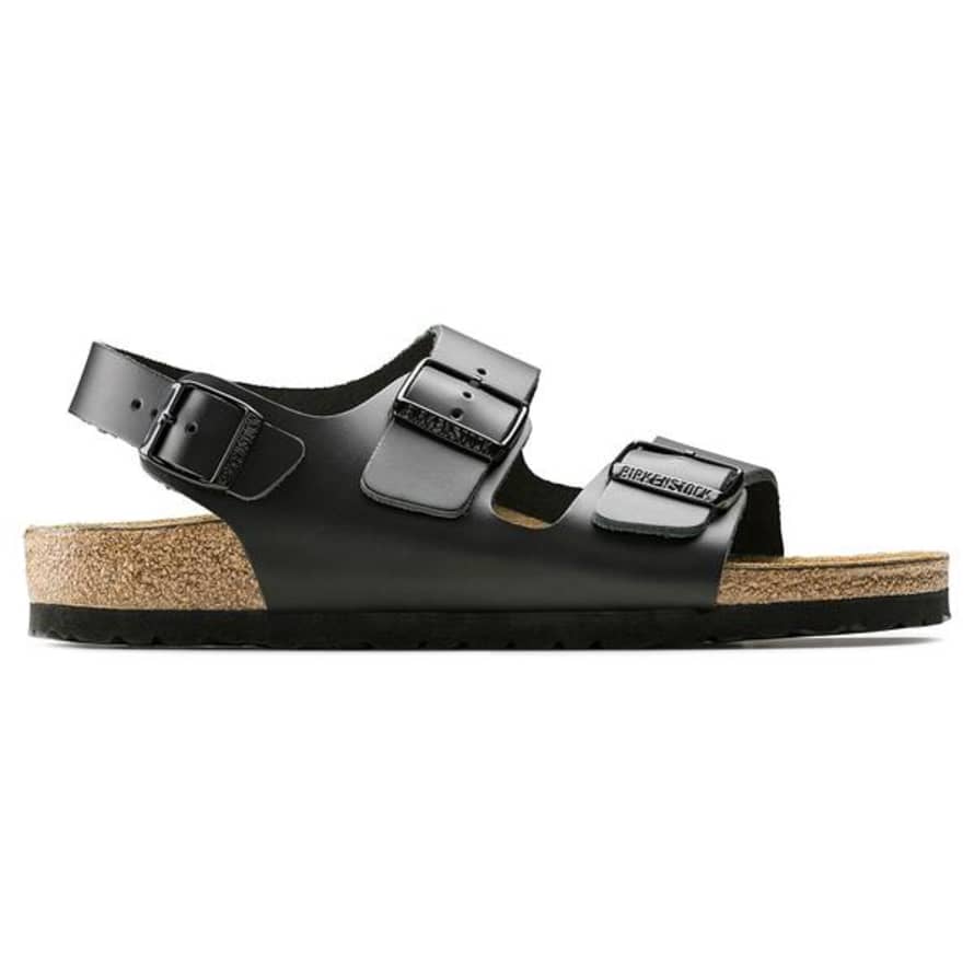 Birkenstock Black Leather Milano Nl Sandals 