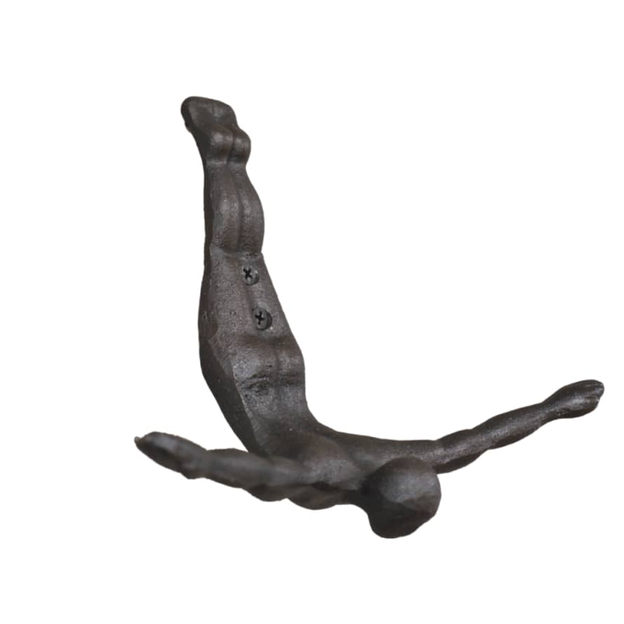 &Quirky Diving Man Cast Iron Hook