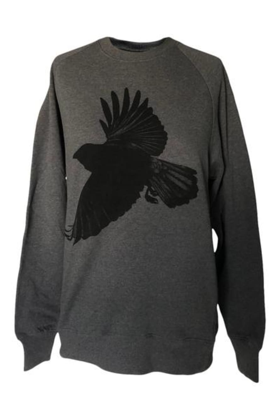 Window Dressing The Soul Dark Grey Crow Printed Sweater