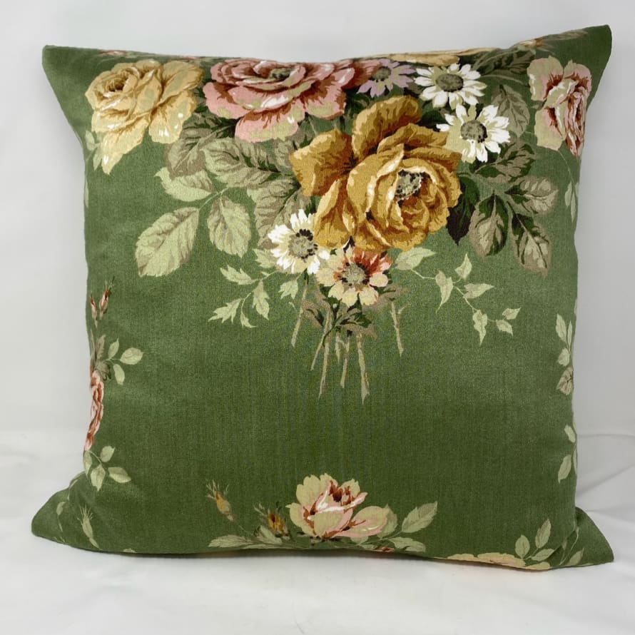 Pale & Interesting Vintage Green Floral Cushion Cover