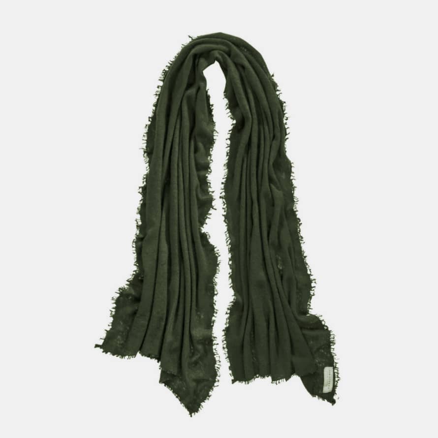 Pur Schoen Hand Felted Cashmere Soft Scarf Military Green