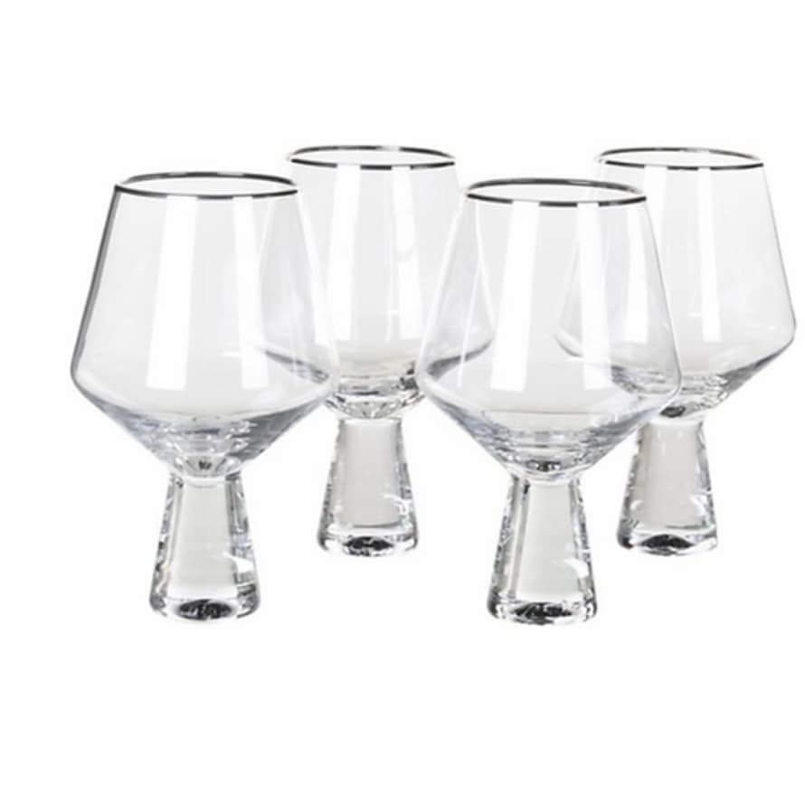 Victoria & Co. Set of 4 Silver Rim Glasses 