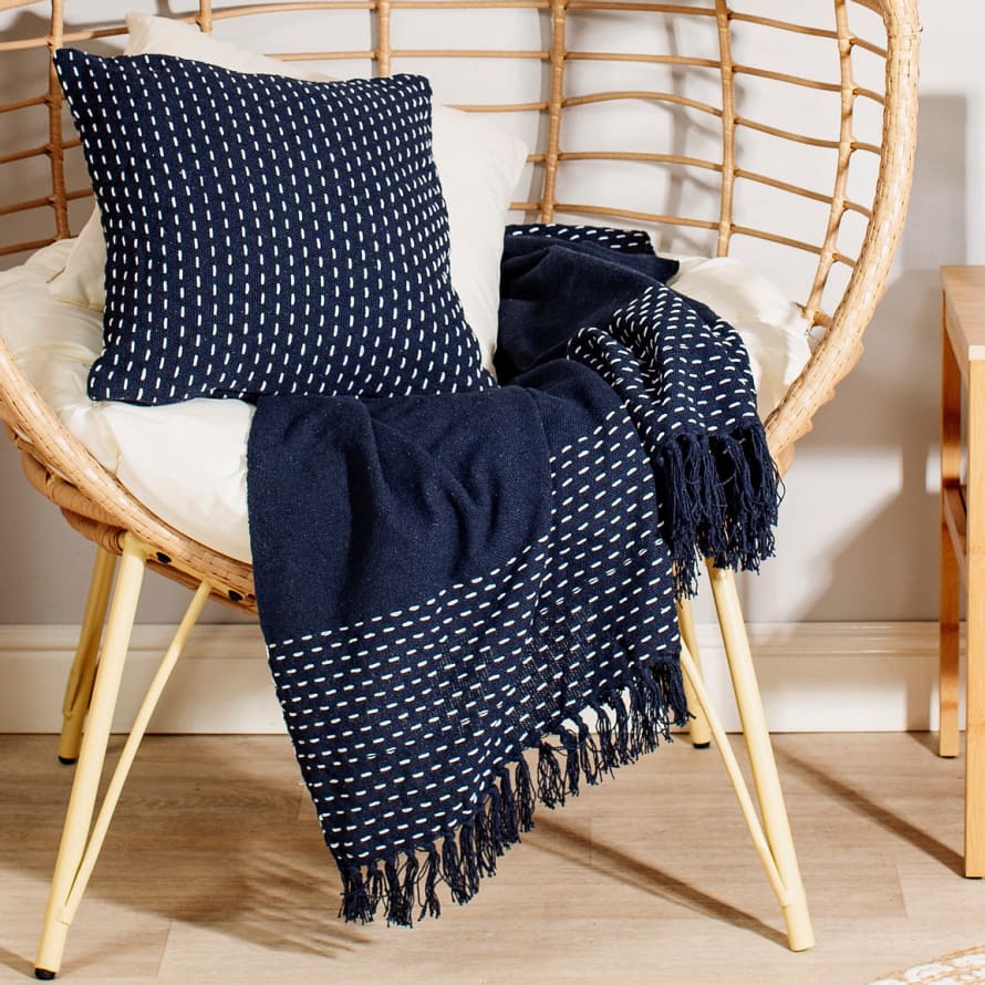 Victoria & Co. Stitched Blue Blanket Throw