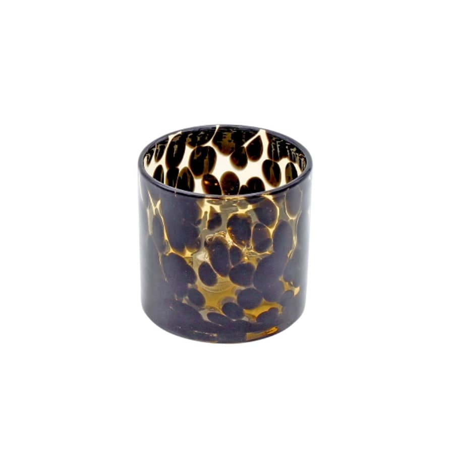 &Quirky Leopard Print Glass Candle Holder Small