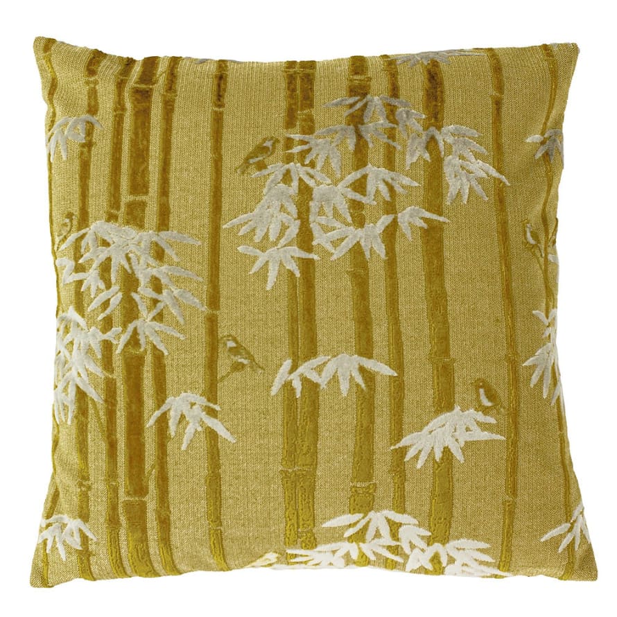 Victoria & Co. Gold Bamboo and Bird Cushion 50x50