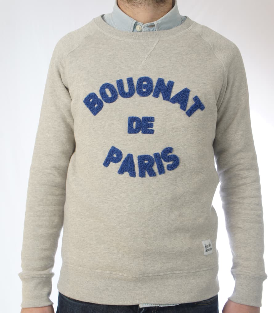 Marcel & Maurice Bougnat De Paris Sweat Gris Broderie Bleu