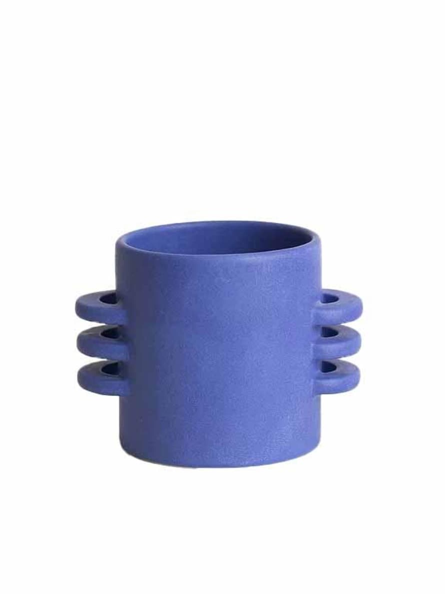 Ceramics by Laura Handmade Planter with Horizontal Handles Mediterranean Blue