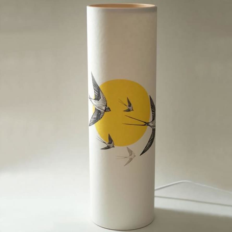 A Northern Light Yellow Swallows Lamp 13 X 30 cm