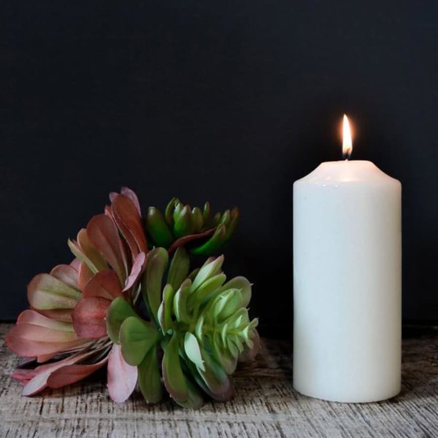 livs Overdipped Church Pillar Candle Off White 16 X 7 Cm