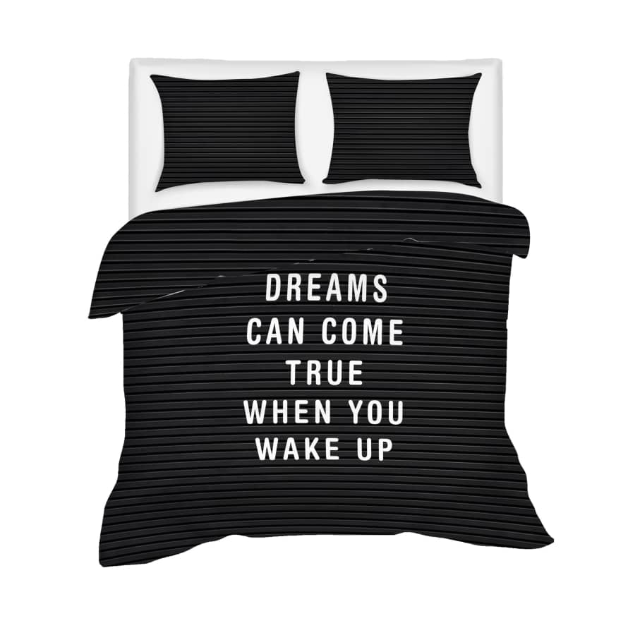 Villa Madelief 200 x 200cm Black Dreams Can Come True Duvet Cover with 2 Pillowcases