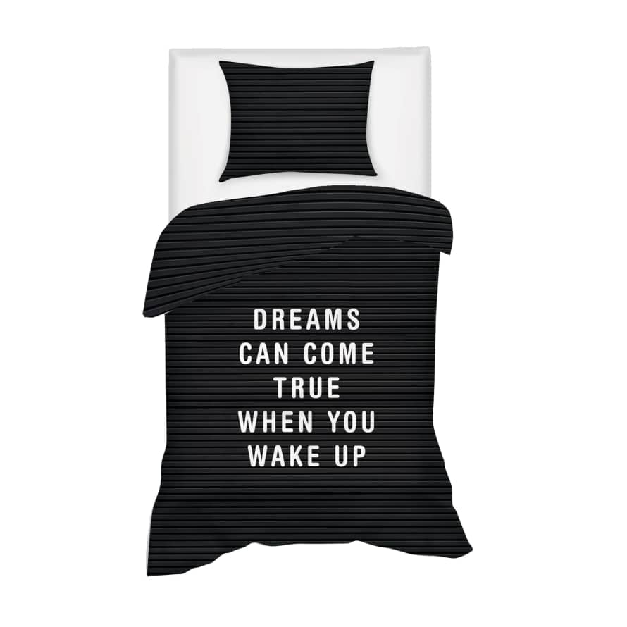 Villa Madelief 100 x 135cm Black Dreams Can Come True Toddlers Duvet Cover with 1 Pillowcase