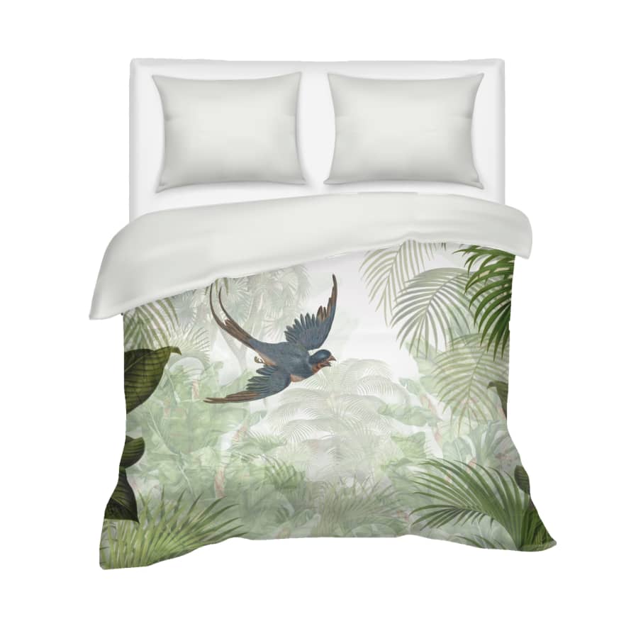 Villa Madelief 240 x 220cm White Green Jungle Twin Beds Duvet Cover with 2 Pillowcases