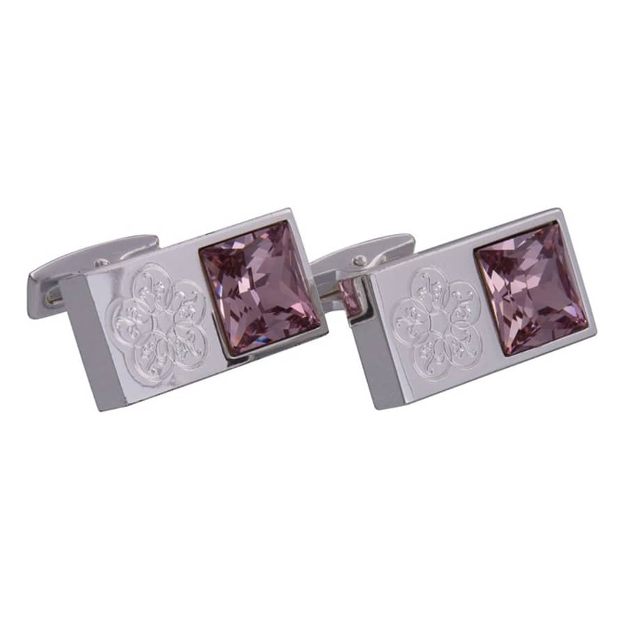 Gresham Blake Silver and Lilac Gemstone Emblem Cufflinks