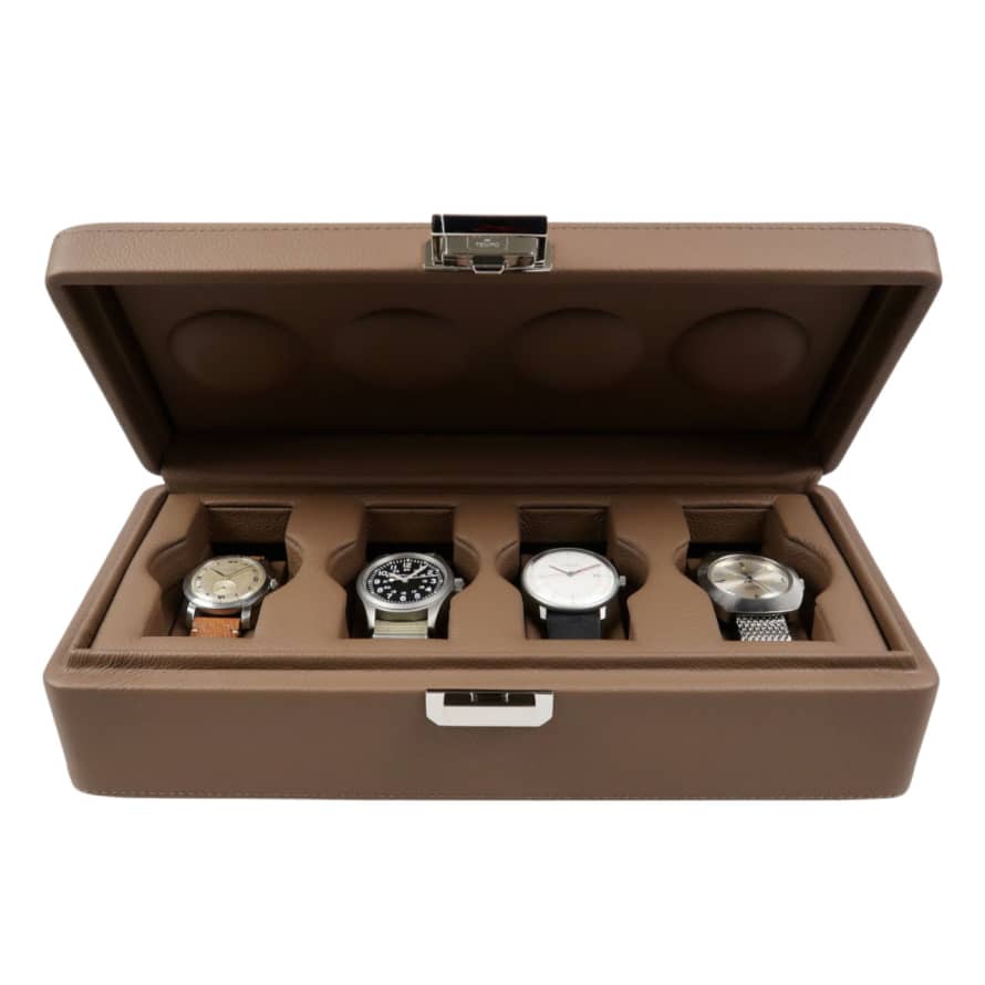 Scatola del Tempo Valigetta 4 Taupe Leather Watch Case for Four Watches