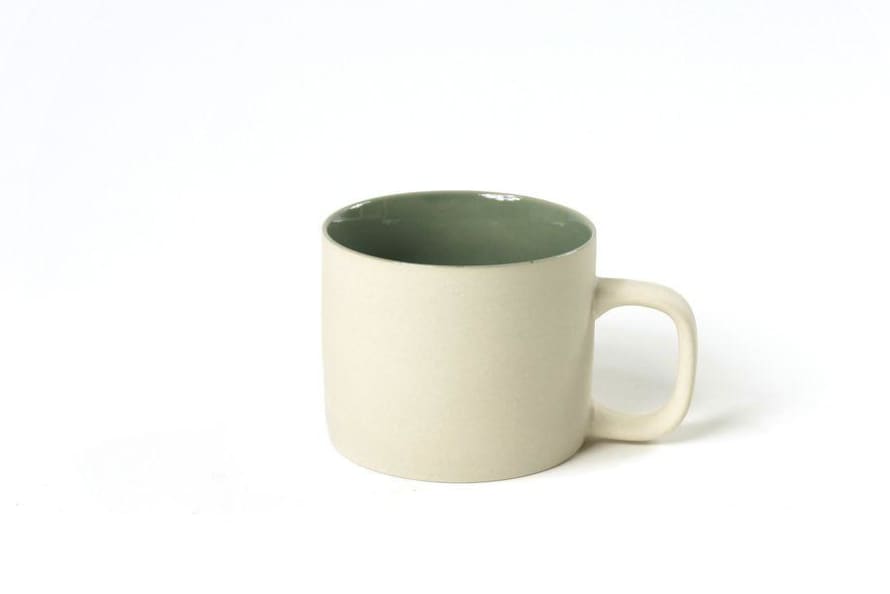Kinta Ivory Mug with Celadon Glaze Inside in Medium 200ml