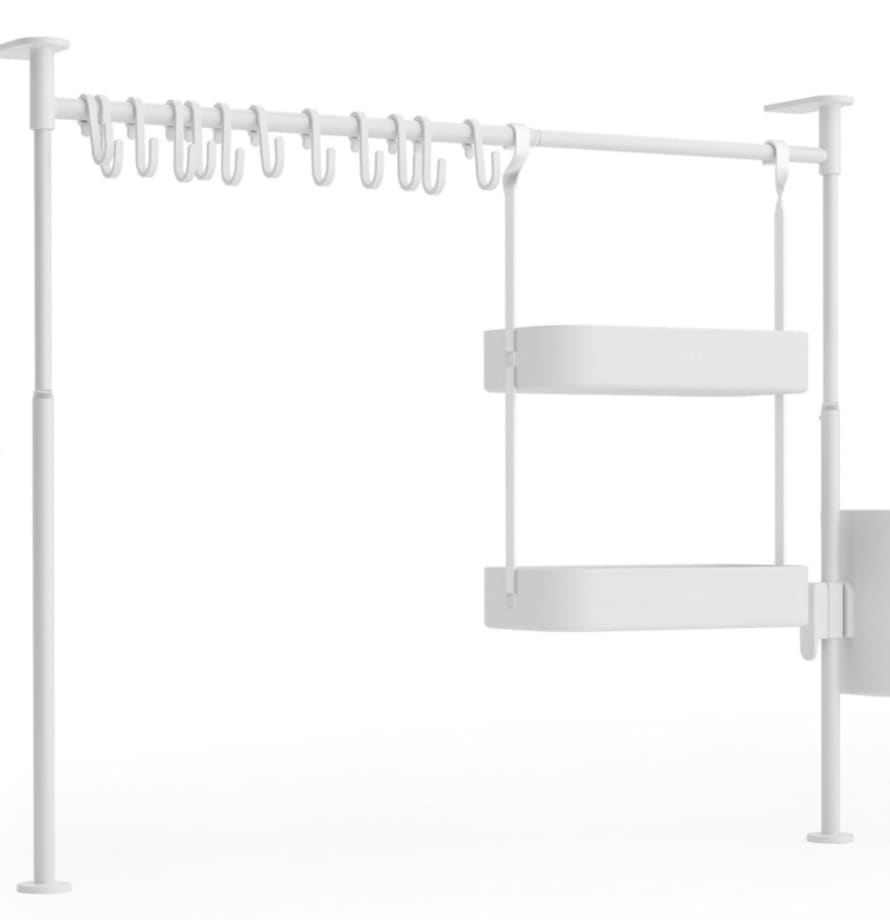 Umbra White Anywhere Tension Organizer With Caddy, Trays and Hooks