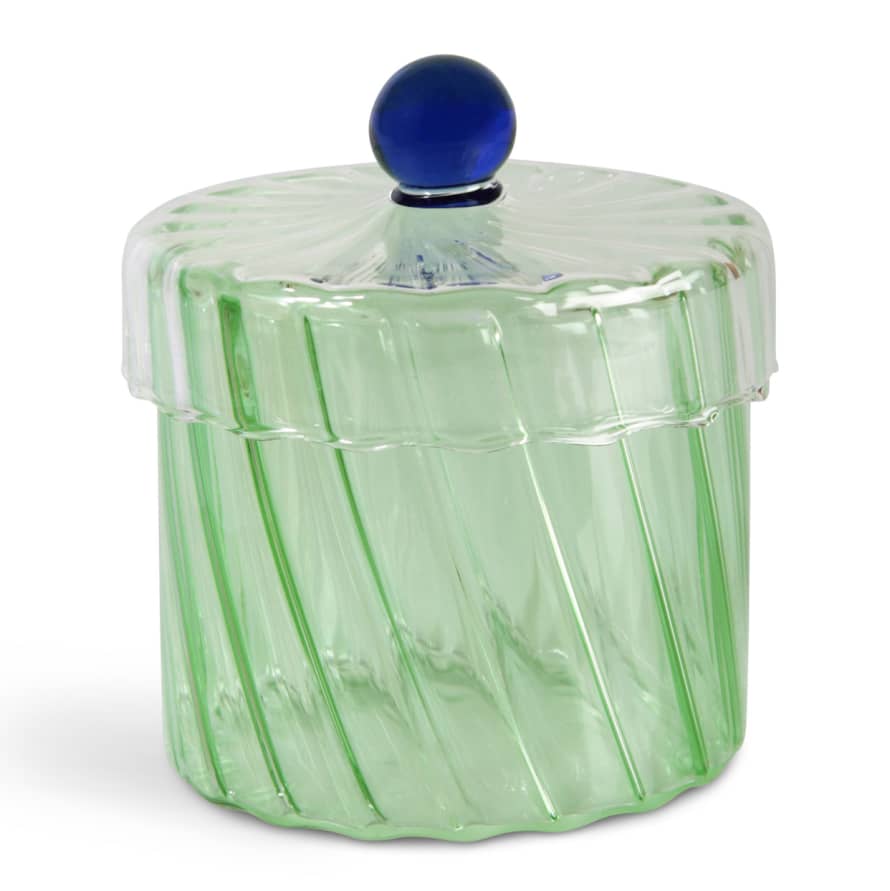 &klevering Spiral Glass Storage Jar With A Lid In Green