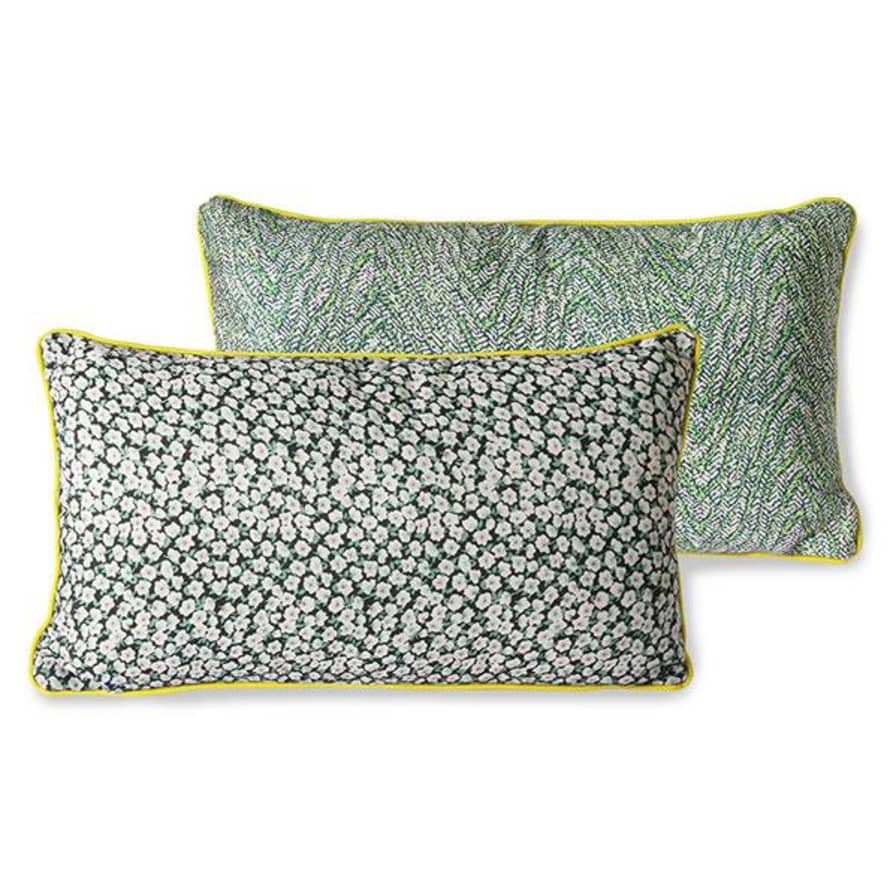HK Living Cotton Printed Cushion Green 35 X 60