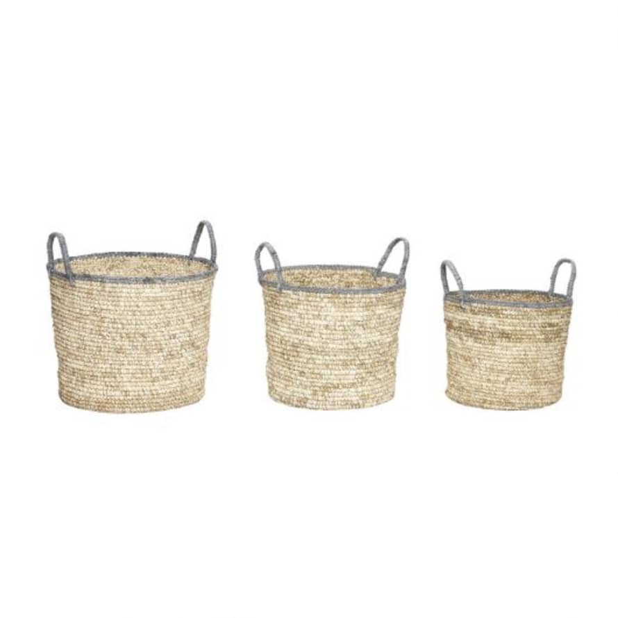 Hubsch Basket with Handles Ø30xh35 Cm in Natural Colour
