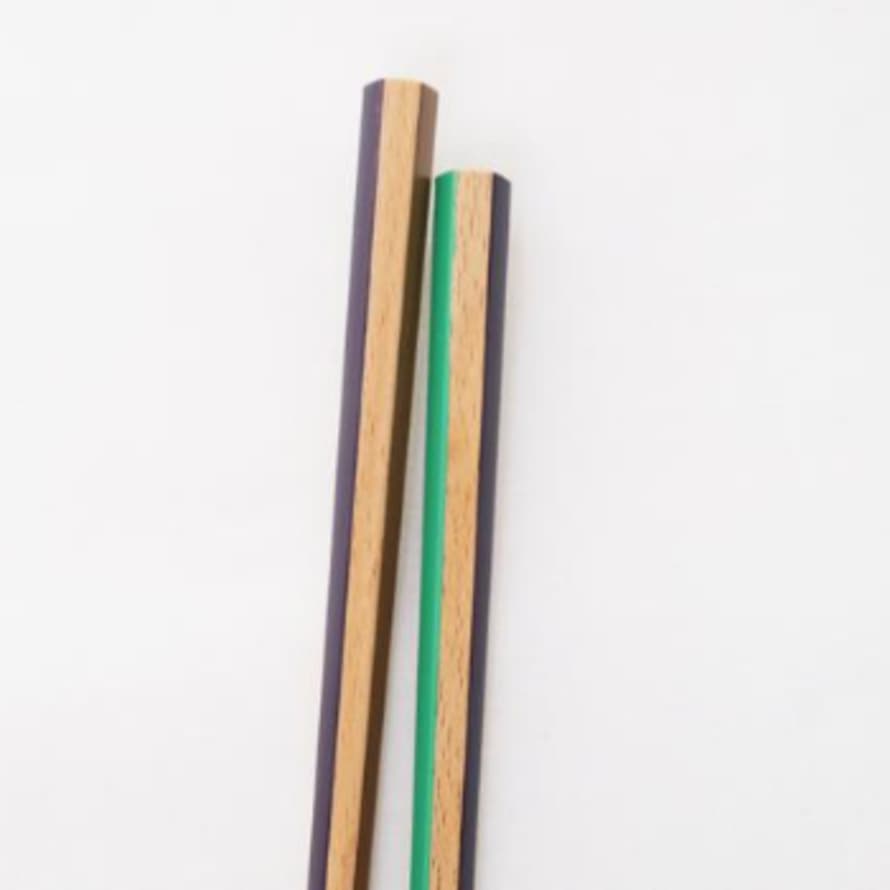 Hashikura Matsukan Green and Purple Chopsticks 