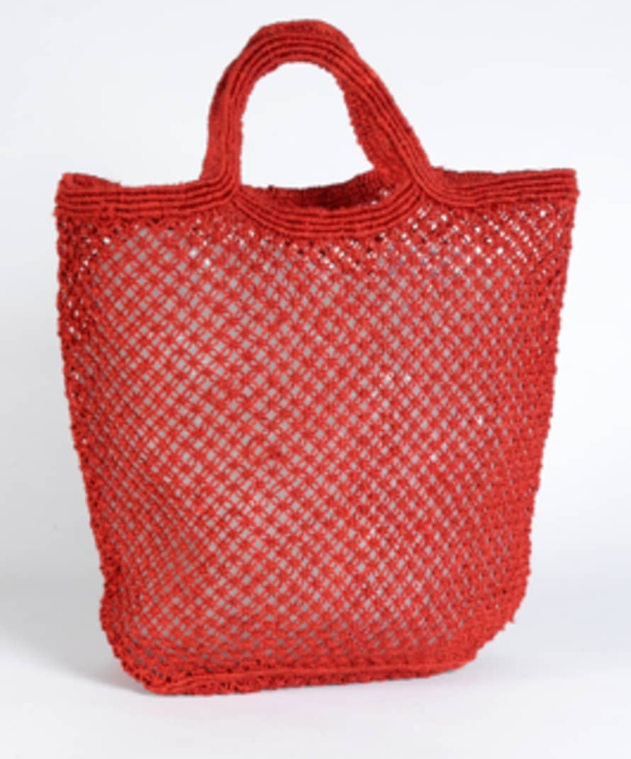 Maison Bengal Medium Red Jute Macrame Shopping Bag