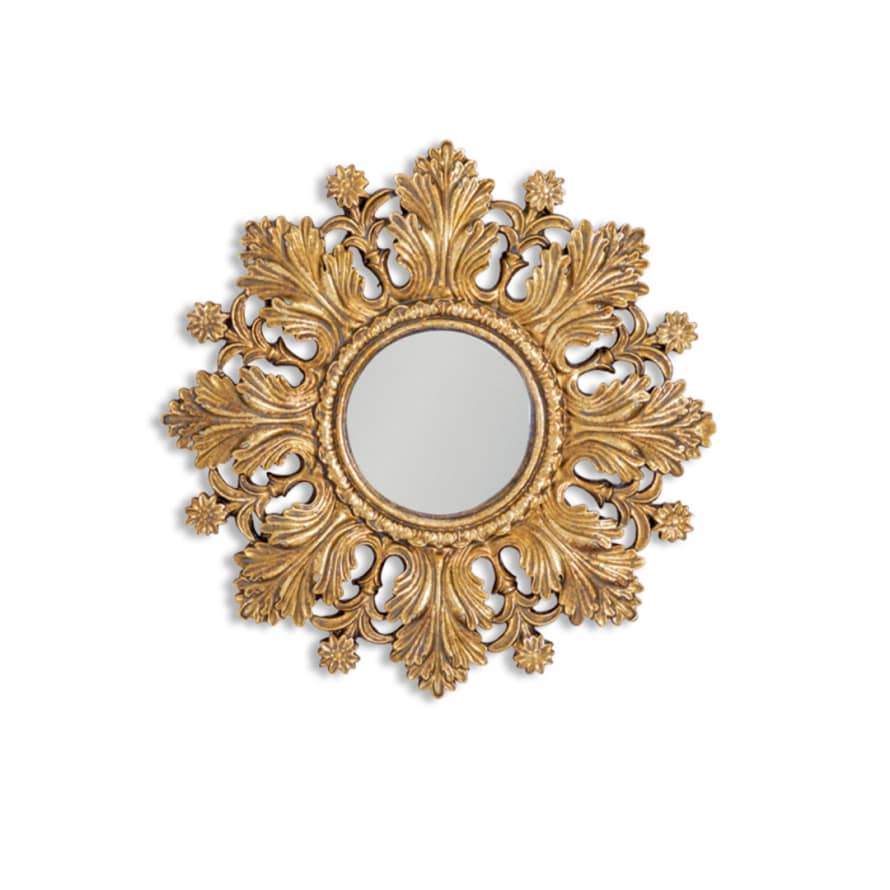 &Quirky Antique Gold Versailles Ornate Framed Small Convex Mirror