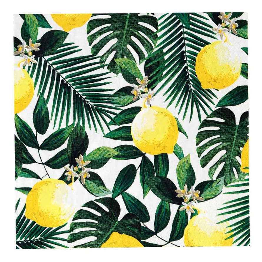 &Quirky Tropical Palm Lemon Napkins