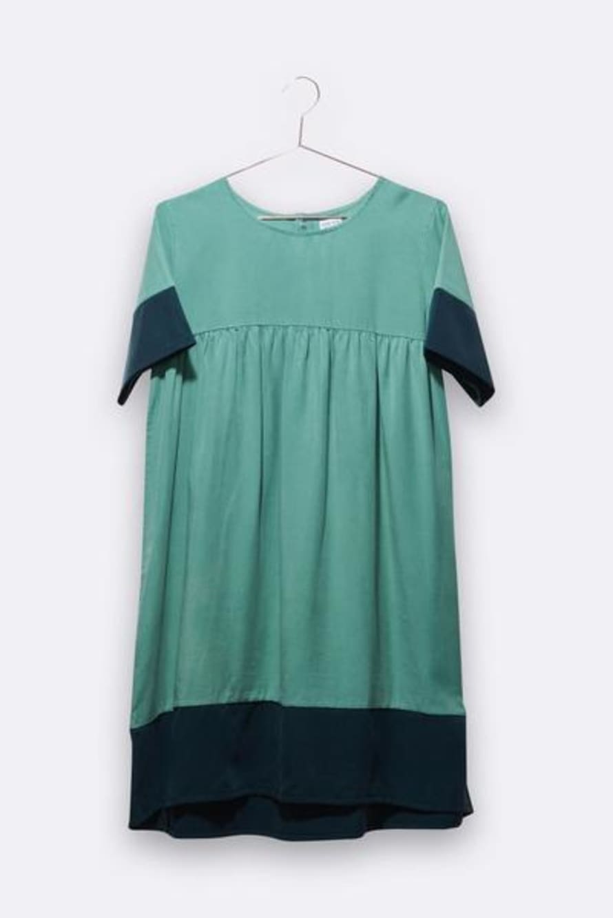 LOVE kidswear Romy Dress In Emerald Green And Navy Tencel For Women