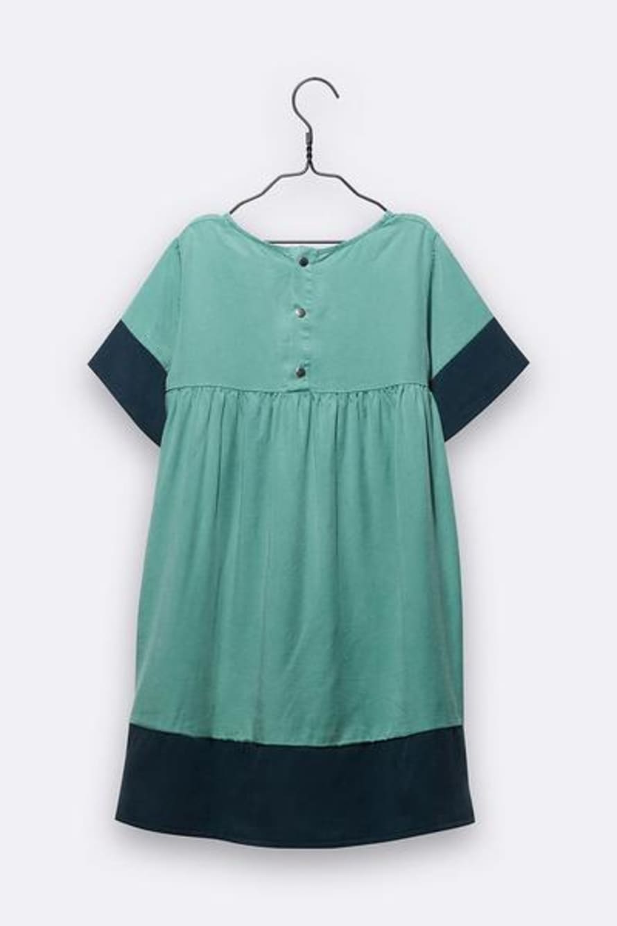 LOVE kidswear Romy Dress In Emerald Green And Navy Tencel For Kids