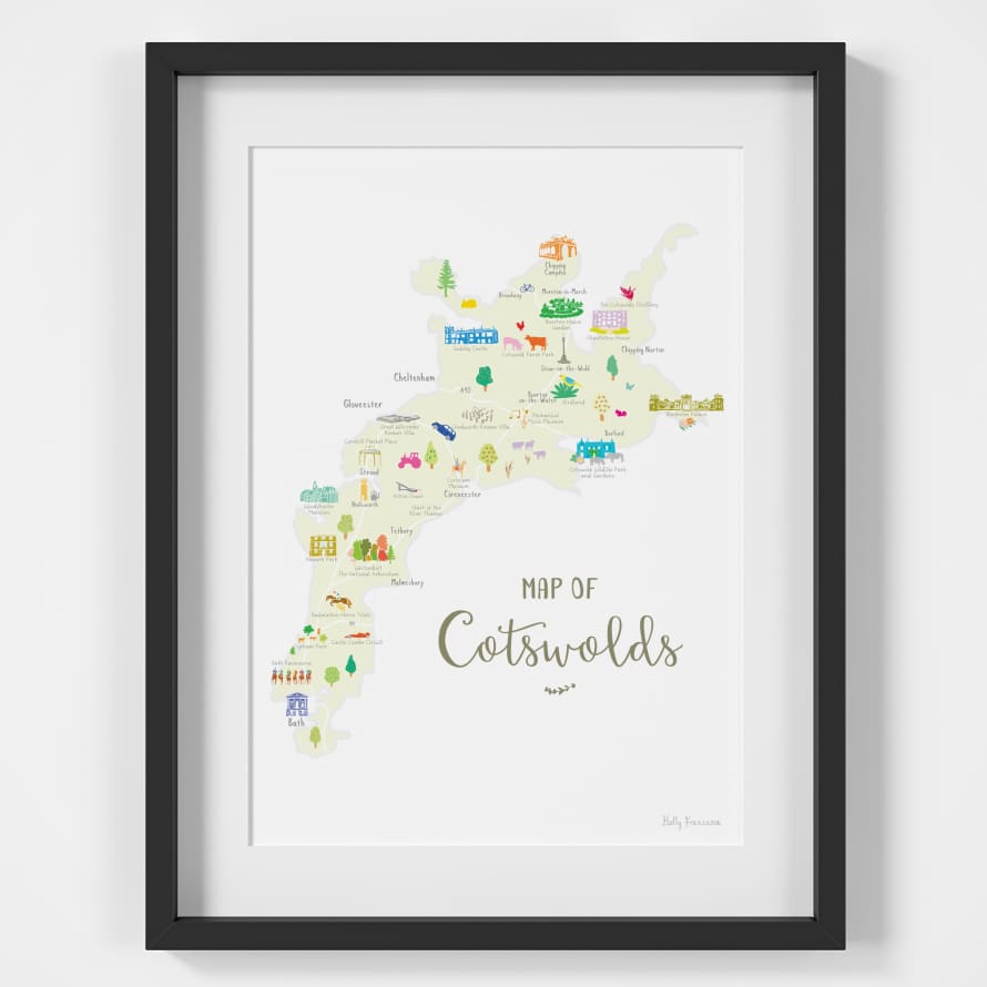 Holly Francesca Map of the Cotswolds A4 Print