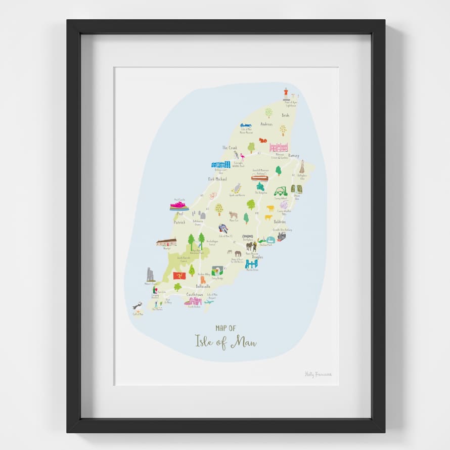 Holly Francesca Map of Isle of Man A4 Print