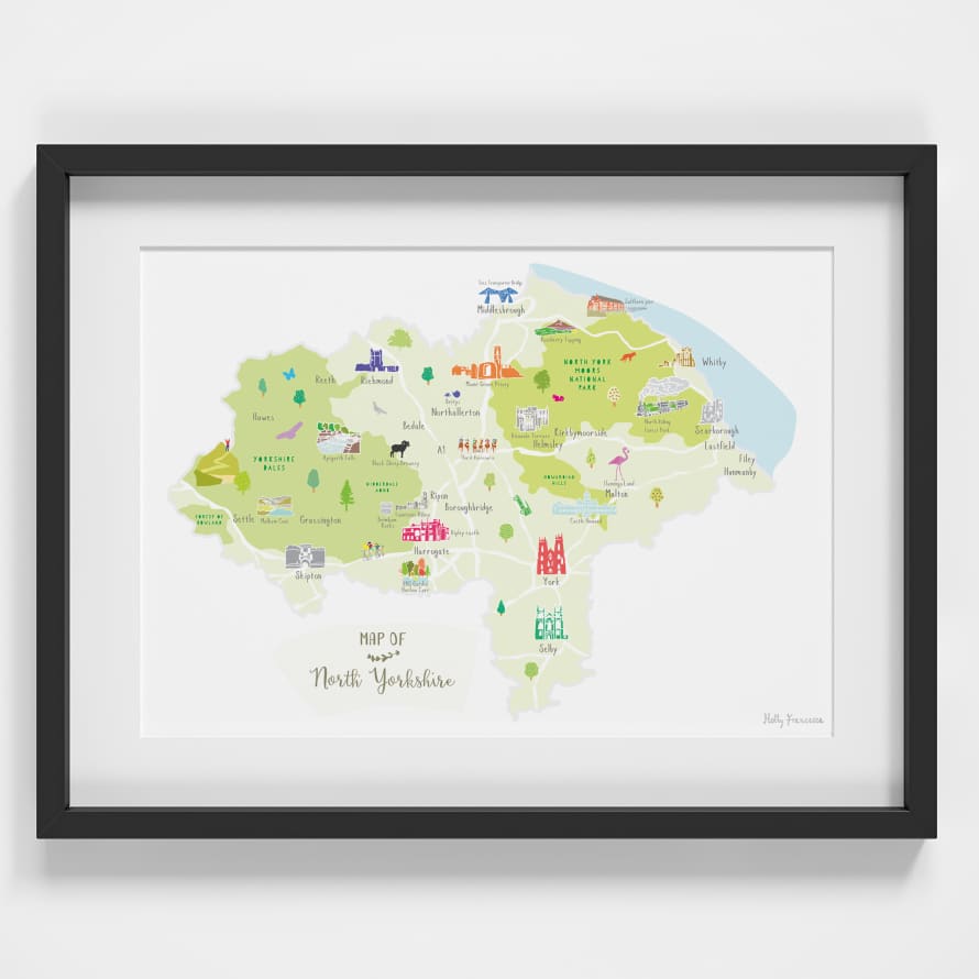 Holly Francesca Map of North Yorkshire A4 Print