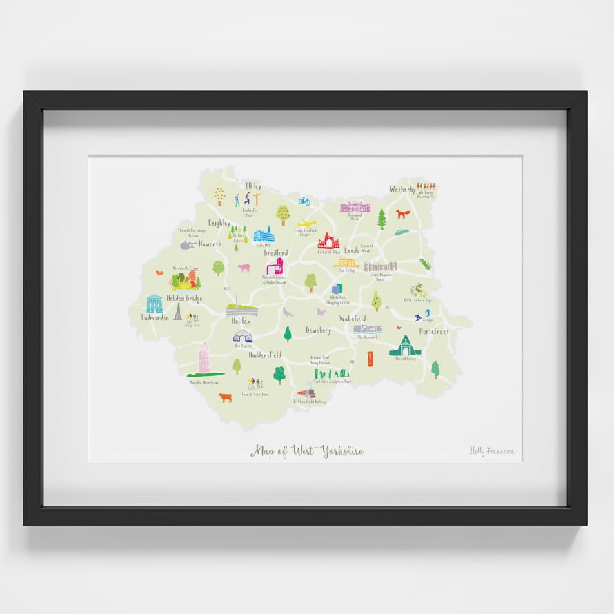 Holly Francesca Map of West Yorkshire A4 Print