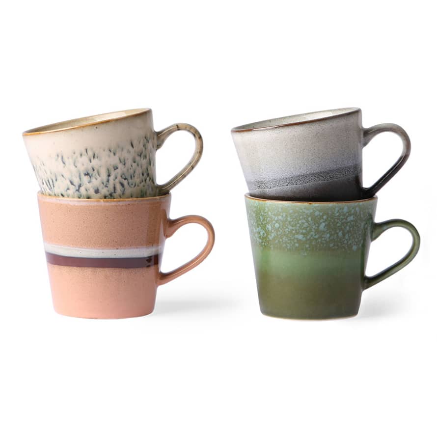 HK Living Set of 4 70s Ceramics: Cappuccino Mugs