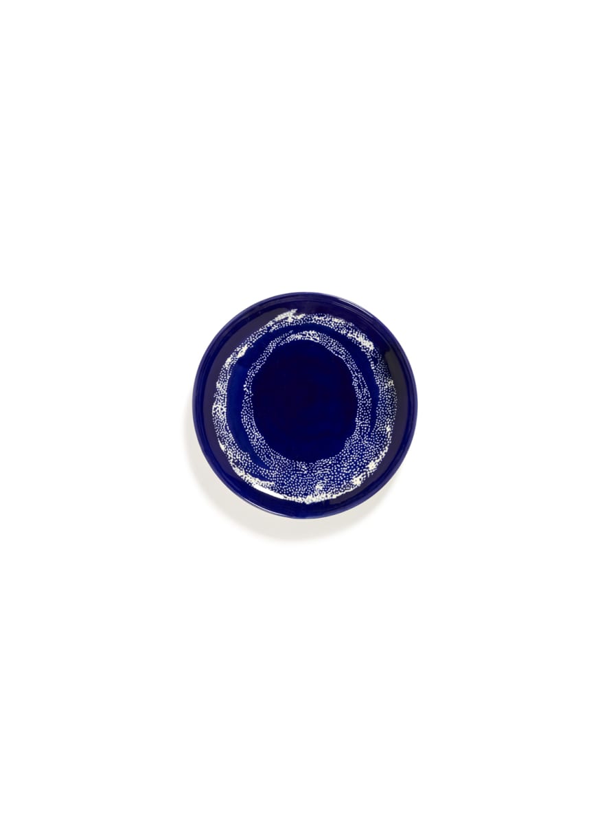 Serax Plate S 19 cm Lapis Lazuli Swirl-Dots White Feast Ottolenghi