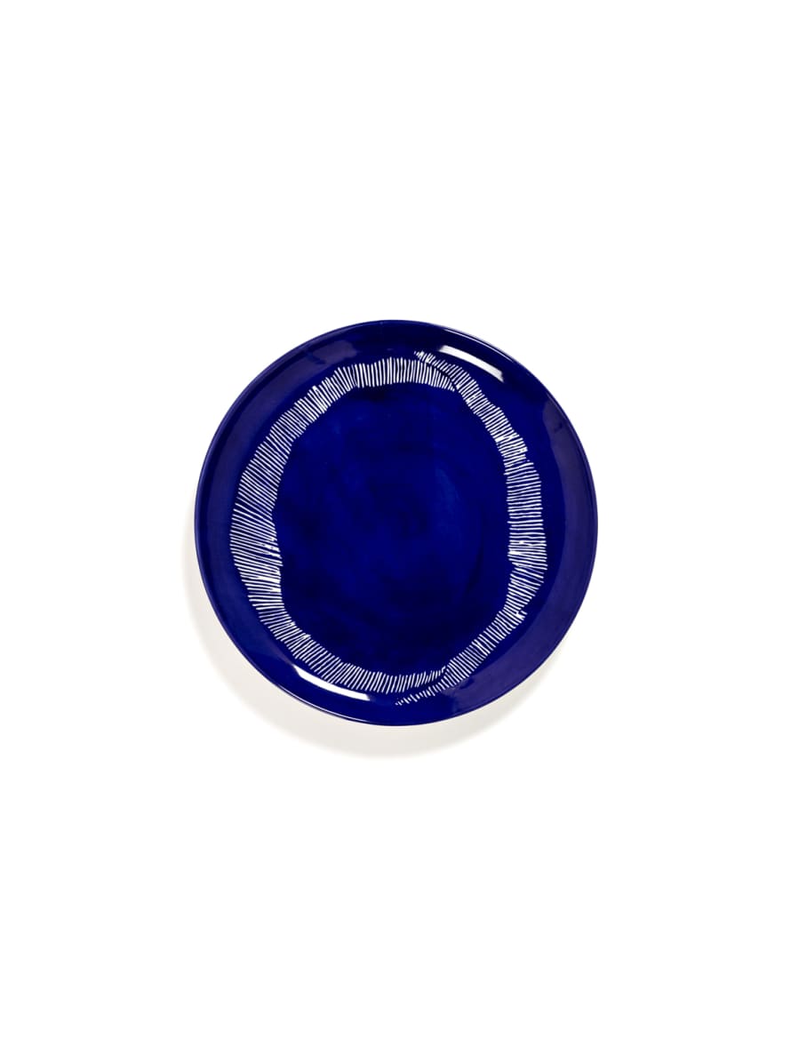 Serax Plate L 26.5 cm Lapis Lazuli Swirl-Stripes White Feast Ottolenghi