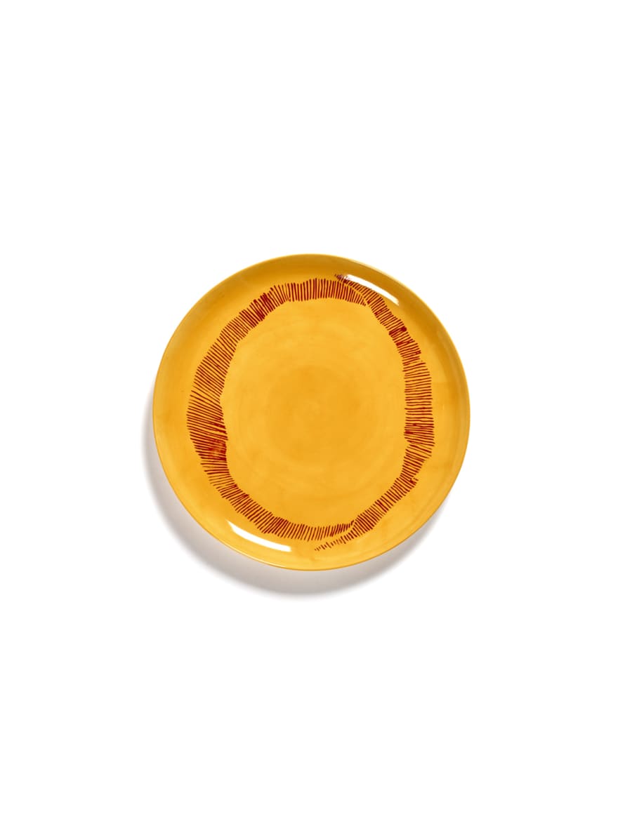 Serax Plate L 26.5 cm Sunny Yellow Swirl-Stripes Red Feast Ottolenghi